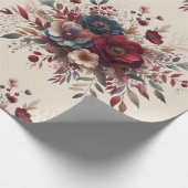 Elegantes Boho Burgundy Rustic Blue and Red Patter Geschenkpapier (Ecke)