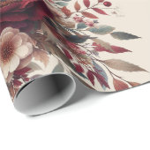 Elegantes Boho Burgundy Rustic Blue and Red Patter Geschenkpapier (Rolleneckpunkt)