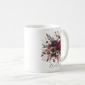 Elegantes Boho Burgundy Rustic Blue and Red Patter Kaffeetasse (VorderseiteRechts)