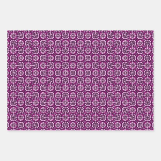 Elegantes Boho Chic Geometric Floral Pattern Geschenkpapier Set (Vorderseite)