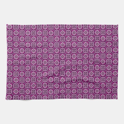 Elegantes Boho Chic Geometric Floral Pattern Geschirrtuch (Horizontal)