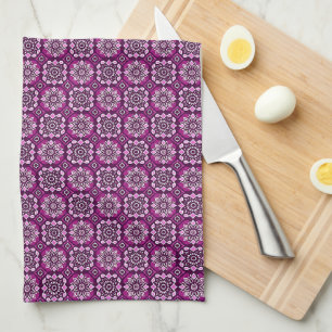 Elegantes Boho-Chic-Geometrisches Blumenmuster Geschirrtuch