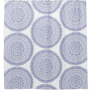 Elegantes Boho Chic Navy Blue Watercolor Muster Duschvorhang