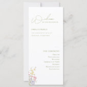 Elegantes Boho-Chic-Wildblumen-Hochzeitsprogramm (Vorderseite)
