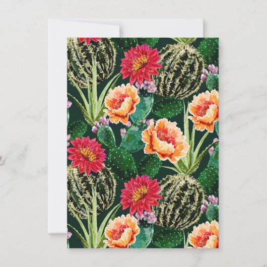 Elegantes Boho Desert Cactus & Blume Brautparty Einladung (Rückseite)