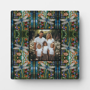 Elegantes boho Dragonfly-Blumenglas Foto Fotoplatte