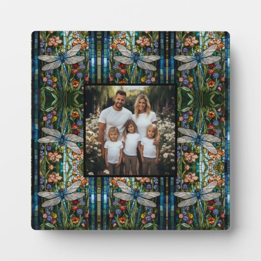 Elegantes boho Dragonfly-Blumenglas Foto Fotoplatte (Vorderseite)