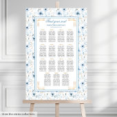Elegantes Boho Dusty Blue Gold Glitzer Seating Cha Poster