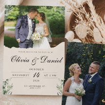 Elegantes Boho Eukalyptusblätter & Foto Hochzeit