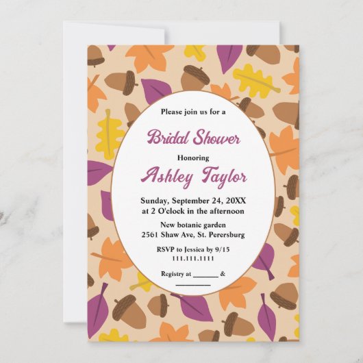 Elegantes Boho Fall Herbst Brautparty Einladung (Vorderseite)