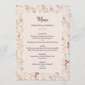 Elegantes Boho Fall Wildblume Wedding Menu Menükarte (Vorderseite)