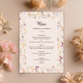 Elegantes Boho Fall Wildblume Wedding Menu Menükarte