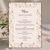 Elegantes Boho Fall Wildblume Wedding Menu Menükarte