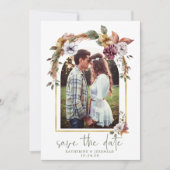 Elegantes Boho Floral Arch Foto Save the Date (Vorderseite)