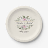 Elegantes Boho Floral Monogram Brautparty Pappteller (Vorderseite)