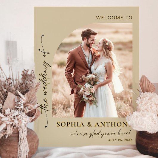 Elegantes Boho Foto Akrolic Wedding Welcome Sign Acrylschild