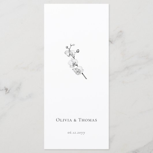 Elegantes Boho Gold Frame BW Orchids Brautparty Menükarte (Rückseite)