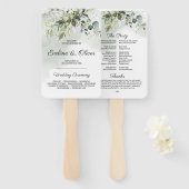 Elegantes boho grünes Blattwerk Eukalyptus-Abendes Fächer (Vorne und Hinten)