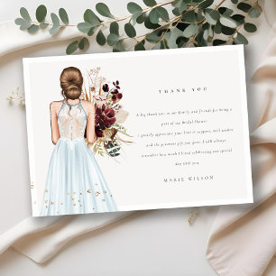 Elegantes Boho-Himmelblaues Hochzeitskleid Brautdu Dankeskarte