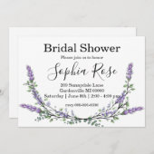 Elegantes boho Lavender Eucalyptus-Brautparty Einladung (Vorne/Hinten)