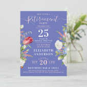Elegantes Boho Lavender Floral Retirement Party Einladung (Stehend Vorderseite)