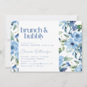 Elegantes Boho Light Blue Watercolor Brunch Bubbly Einladung (Vorderseite)