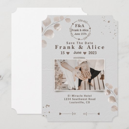 Elegantes Boho-Modernes Save-the-Date Save The Date (Vorne/Hinten)