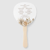 Elegantes Boho Neutral Floral Accent Wedding Progr Fächer (Rückseite)