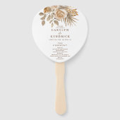 Elegantes Boho Neutral Floral Accent Wedding Progr Fächer (Vorderseite)