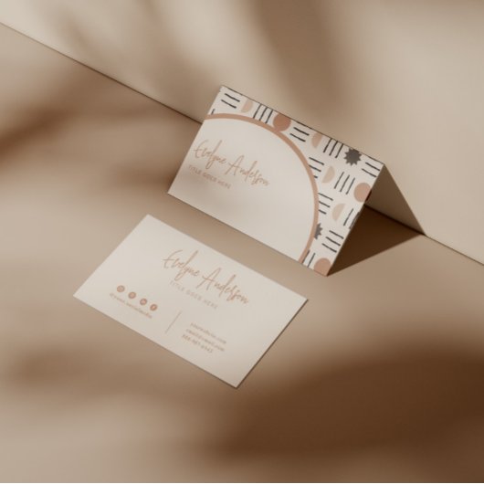 Elegantes Boho Neutral Terracotta Abstraktes Muste Visitenkarte