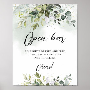 Elegantes Boho-Open-Bar-Hochzeits-Brautjunggeselli Poster