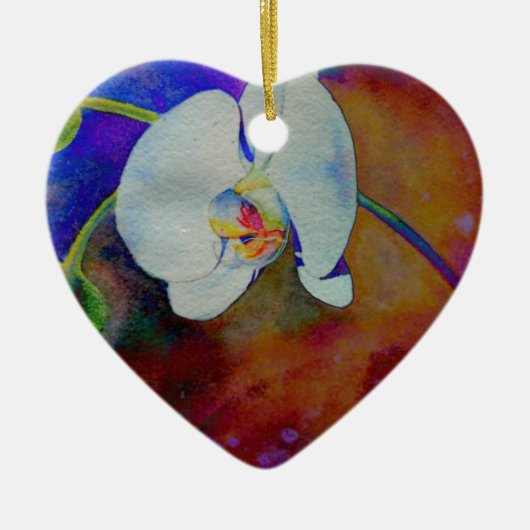 Elegantes boho-orchid-Aquarellbild Keramik Ornament (Vorne)