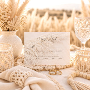 Elegantes Boho-Pampasgras-Hochzeit RSVP Karte