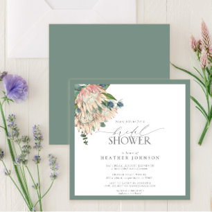 Elegantes Boho Protea Wasserfarbenes Brautparty Einladung