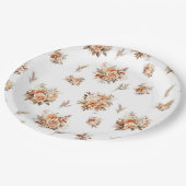 Elegantes Boho-Rose-Muster Pappteller (Schrägansicht)