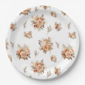 Elegantes Boho-Rose-Muster Pappteller (Vorderseite)