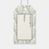 Elegantes Boho-Sage-Crem-Blumenmuster Geschenkanhänger (Vorderseite)