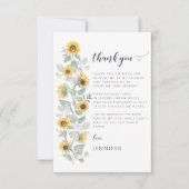 Elegantes Boho Sage Yellow Sunflower Brautparty Dankeskarte (Vorderseite)