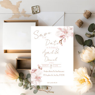 Elegantes Boho Save The Date Zarte Rosa Orchidee