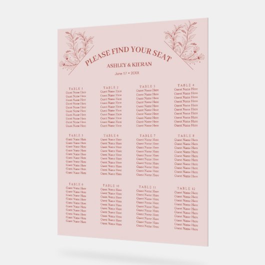 Elegantes Boho Sitzdiagramm Acrylschild (Winkel)