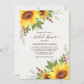 Elegantes Boho Sonnenblume Rustikales Summer Braut Einladung (Vorderseite)