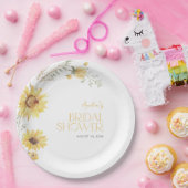 Elegantes Boho Sonnenblumen Botanisches Brautparty Pappteller (Party)