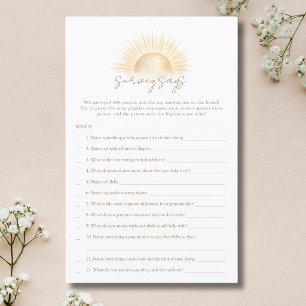 Elegantes Boho Sonnenlicht Baby Shower Spiel Umfra