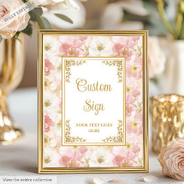Elegantes boho staubige rosa Blume goldenes Zeiche Poster