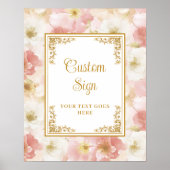 Elegantes boho staubige rosa Blume goldenes Zeiche Poster (Vorne)