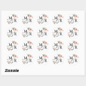 Elegantes Boho staubrosa Hochzeitsmonogramm Runder Aufkleber (Blatt)