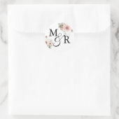 Elegantes Boho staubrosa Hochzeitsmonogramm Runder Aufkleber (Tasche)
