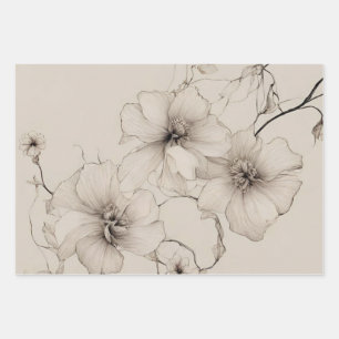 Elegantes Boho Stil Blumenmuster, Blume Geschenkpapier Set