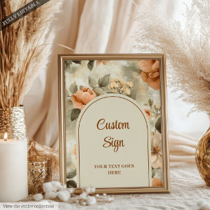 Elegantes Boho-Terrakotta-Elfenbein-Sage-Blumenben Poster