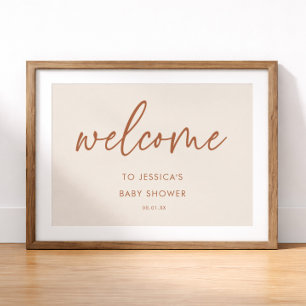 Elegantes Boho-Terrakotta-Willkommensschild für Ba Poster